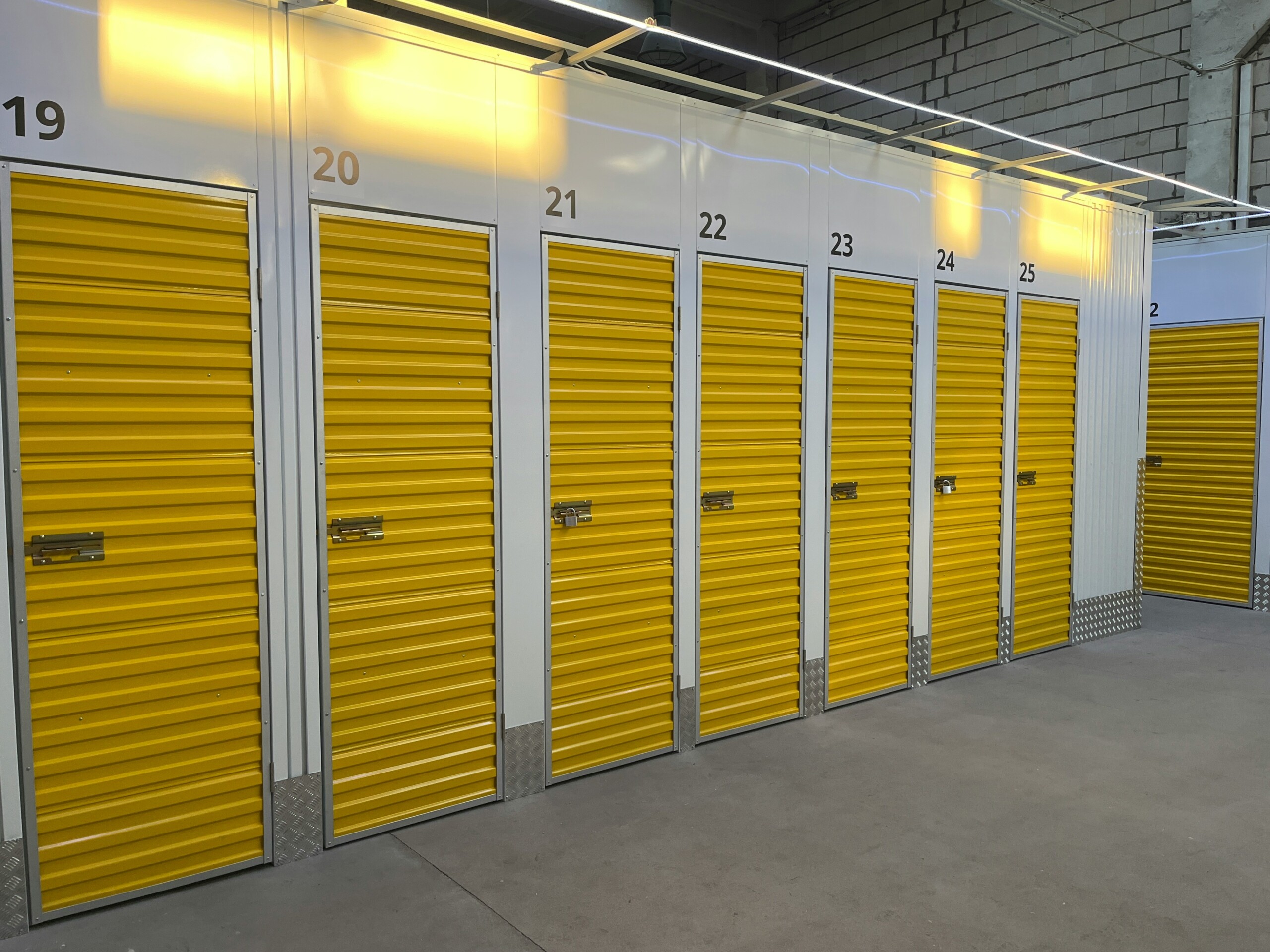 yellow doors on self storage units